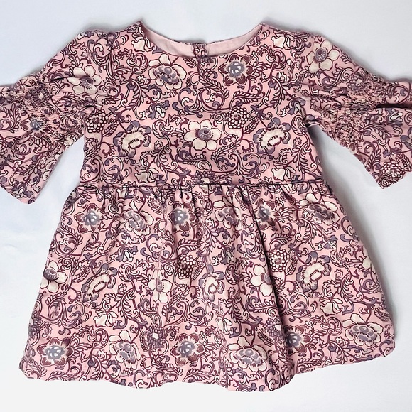 5/$10 | Baby Gap | Pink Cotton Floral Long Bell Sleeved Dress | Sz 12-18M - Picture 2 of 7